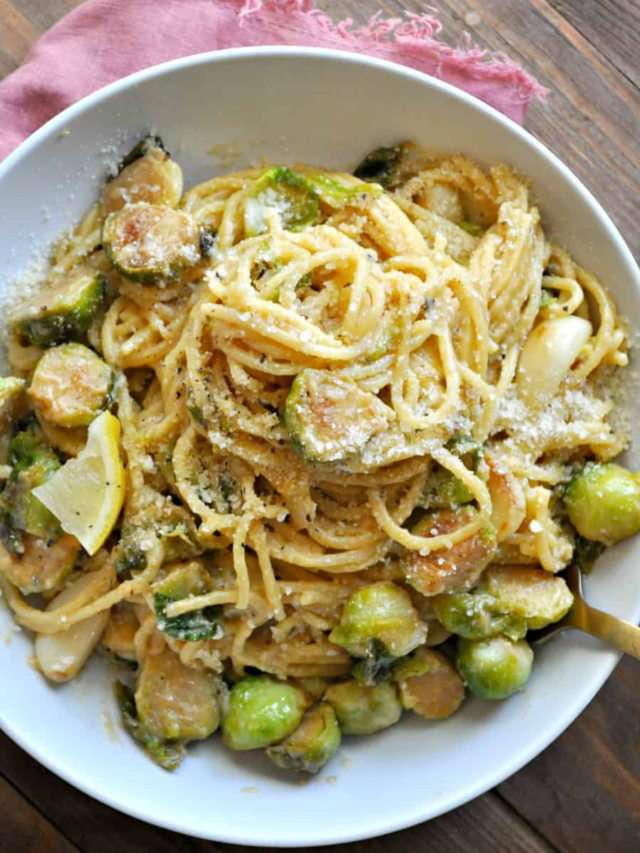 White Sauce Chicken And Brussels Sprouts Pasta Bake Recipe